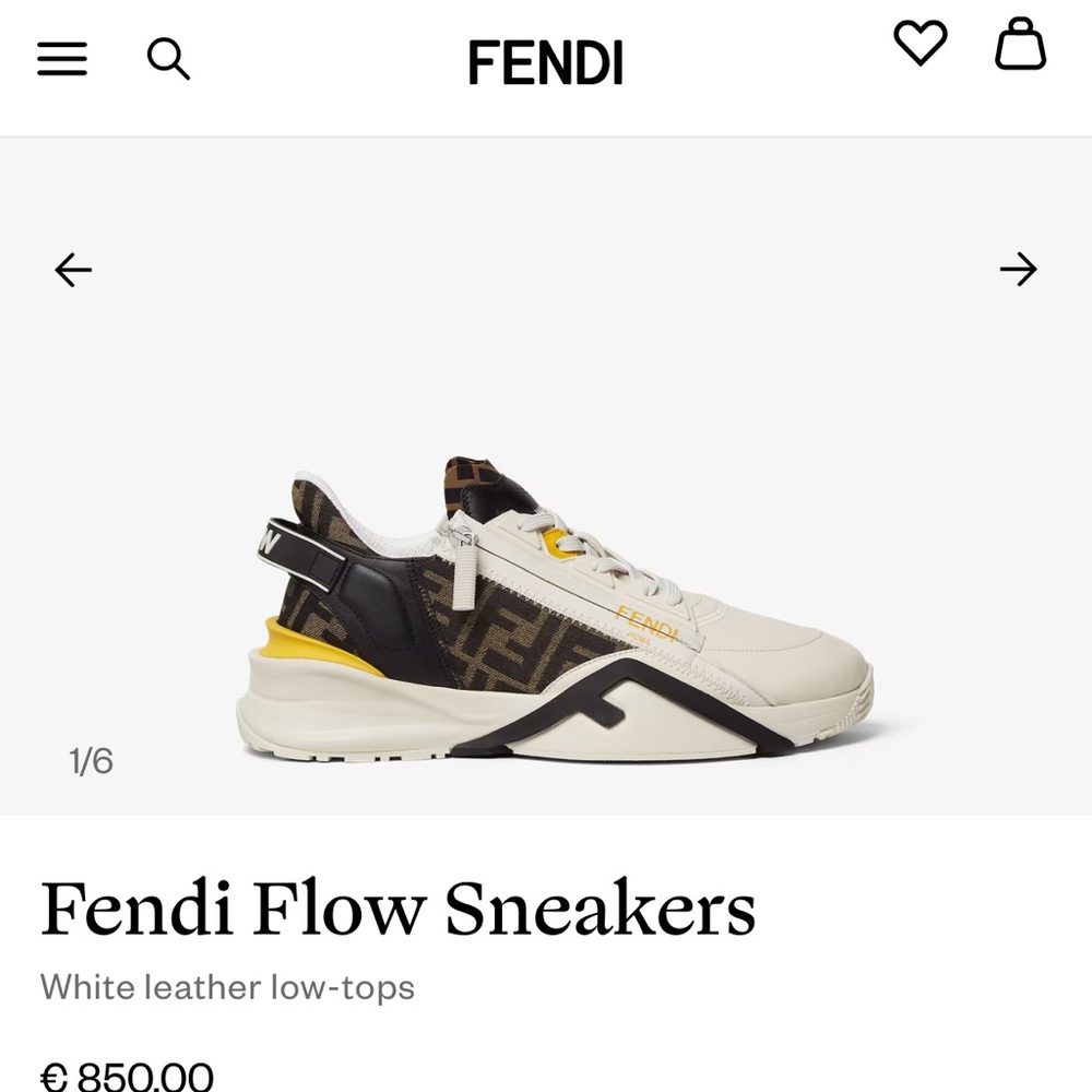 Fendi White and Black Sneakers with Chunky Sole